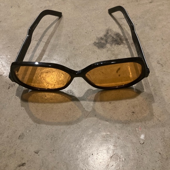 Spitfire retro orange tinted oversized round circle sunglasses black frames - Picture 3 of 5